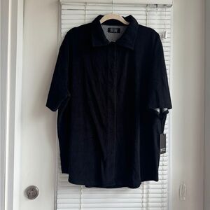 Brunette The Label Black Terry Cloth Button Up TShirt SZ 3X / 4X